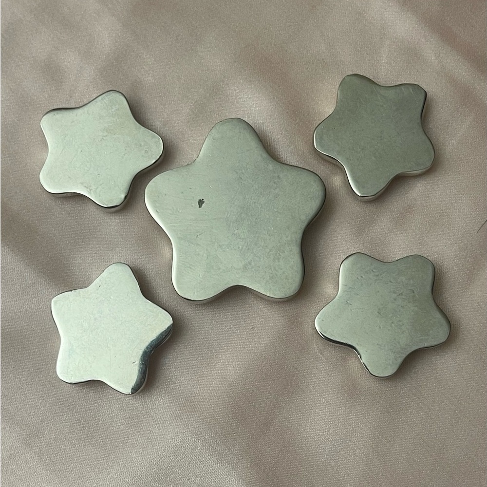 Make A Wish Paperweight Set of 5 Silver Stars RARE Vintage - Picture 2 of 2